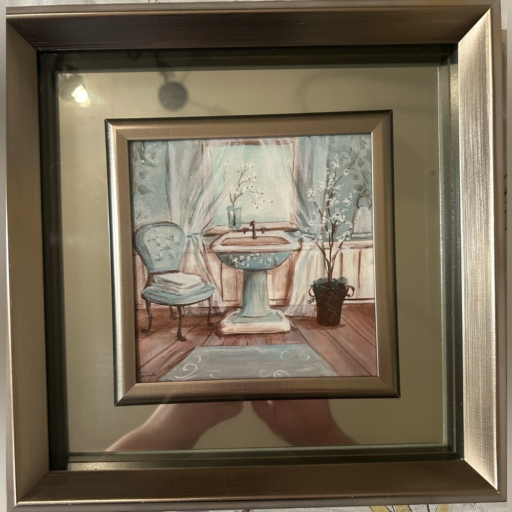 Framed Bathroom Scene Art